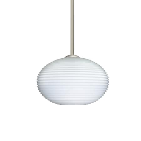 Besa Lighting Pape 10 Cord Pendant, Opal Ribbed, Satin Nickel Finish, 1x9W LED 1TT-491207-LED-SN